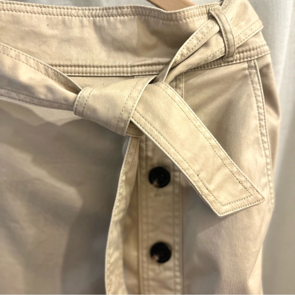 Ann Taylor Petite Khaki Button Front Skirt - Picture 3 of 10